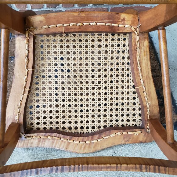 Vintage Ladder Back Wood Cane Seat Accent Chair - Picture 10 of 14